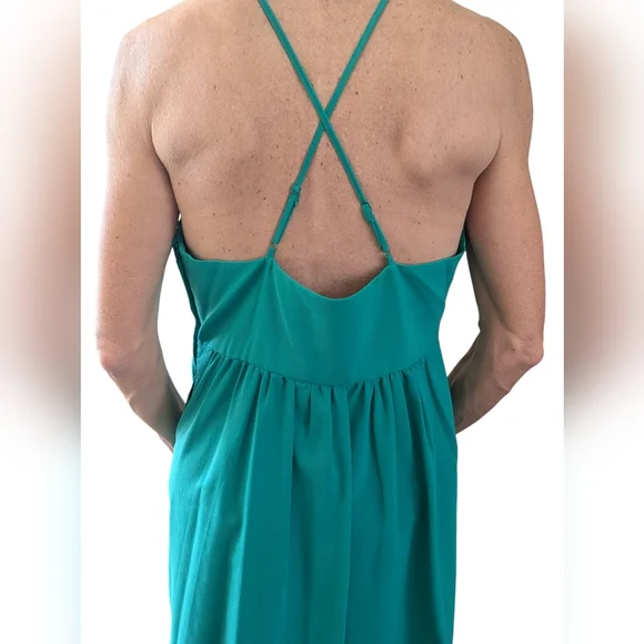 Badgley Mischka Women’s Belle Chiffon Formal Gown Kelly Green Maxi Dress Size 8 - Picture 6 of 13